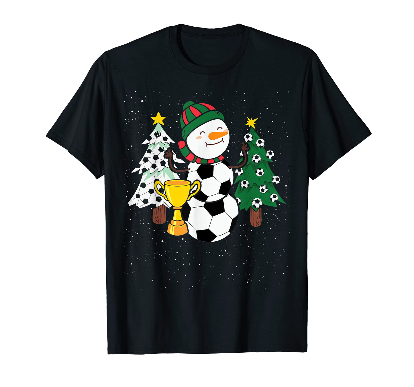 Funny Soccer Ball Snowman Winter Hat T-Shirt - Graphic Print for Adults - T-Shirt, Sweatshirt, Hoodie