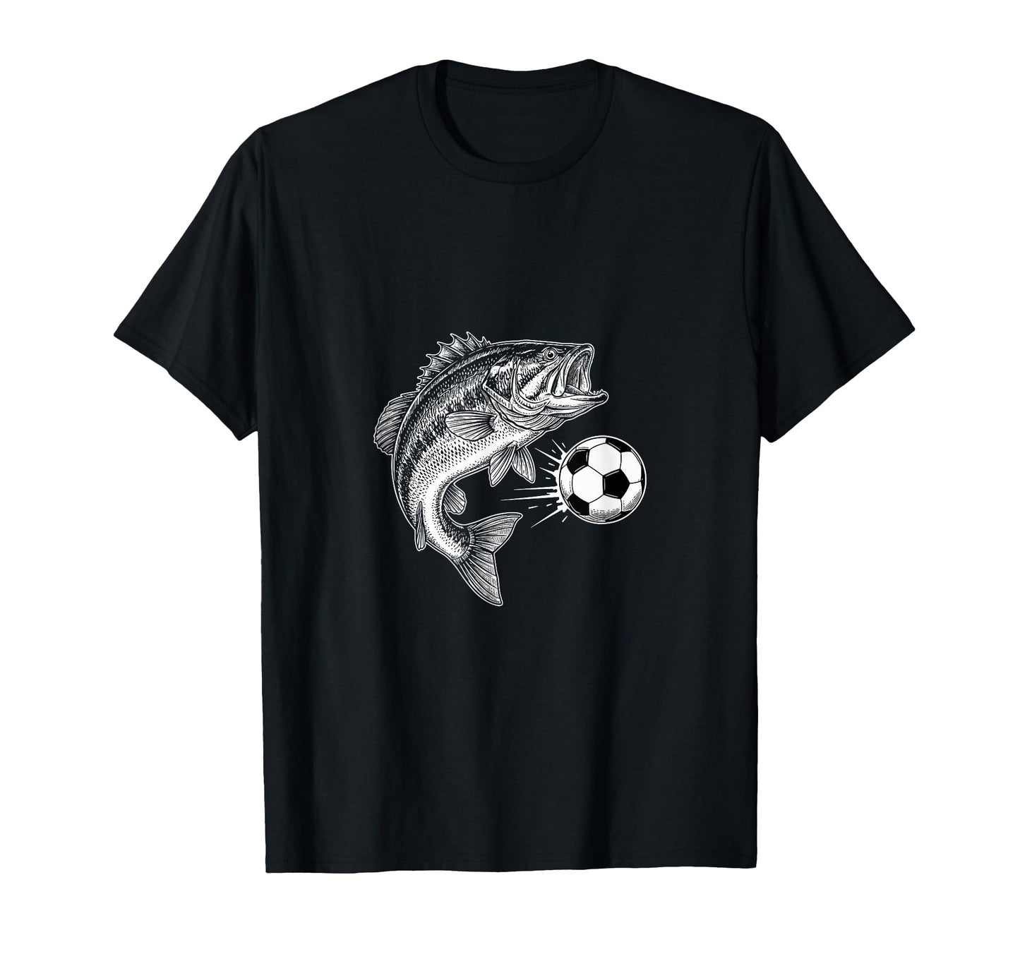 Funny Soccer Bass Fish Kicks Football T-Shirt - Unique Graphic Unisex - T-Shirt, Sweatshirt, Hoodie