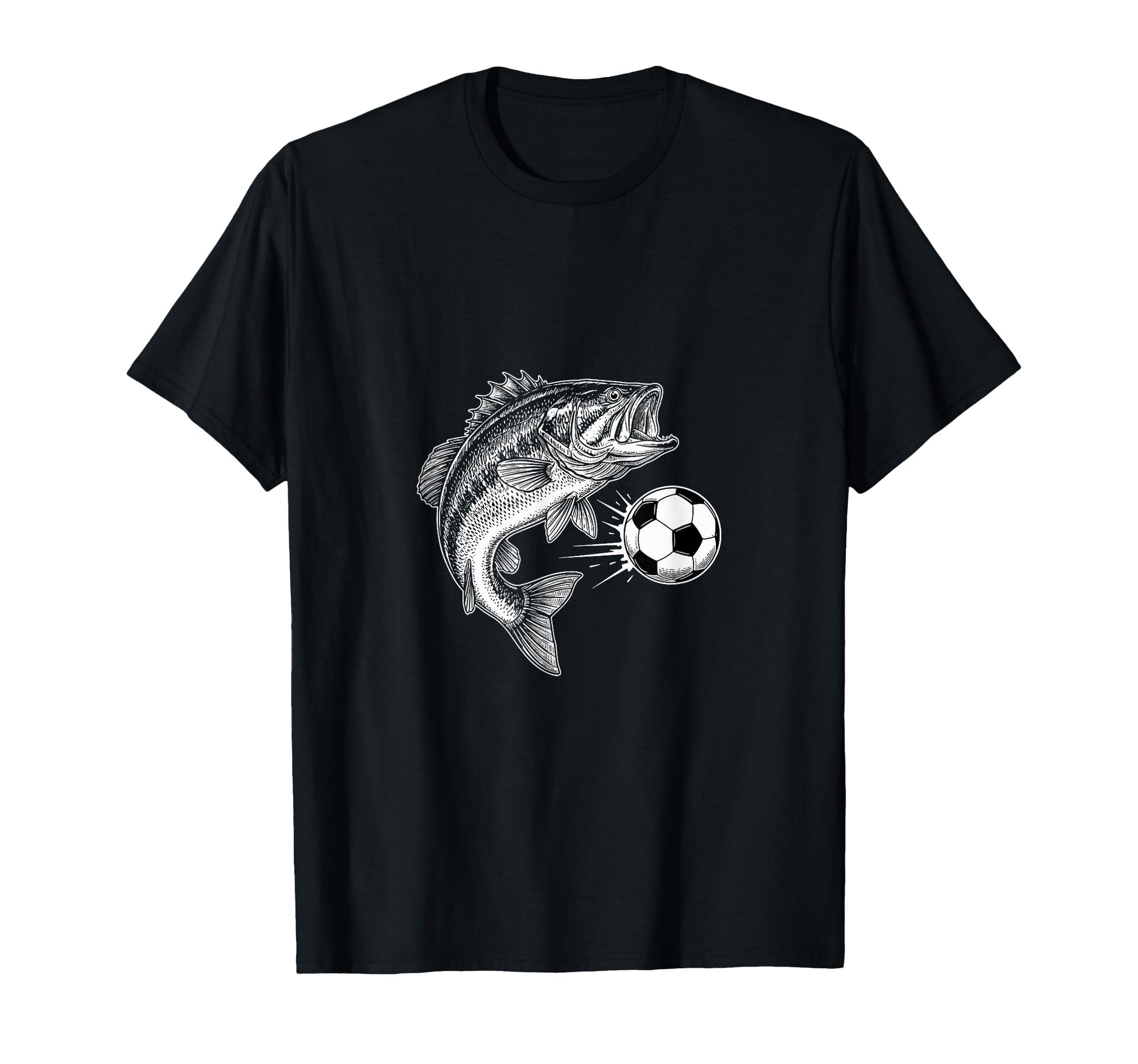 Funny Soccer Bass Fish Kicks Football T-Shirt - Unique Graphic Unisex - T-Shirt, Sweatshirt, Hoodie
