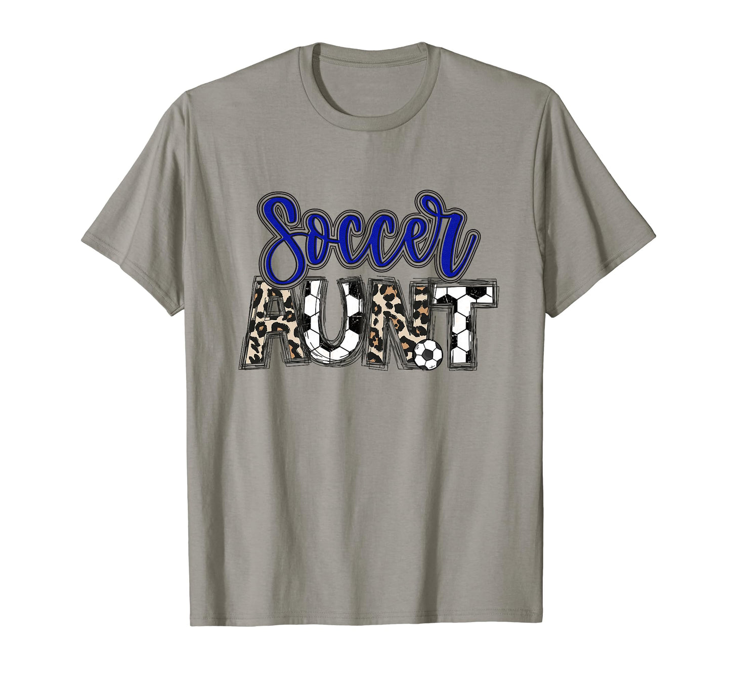 Soccer Aunt Leopard Blue Soccer T-Shirt - Novelty Apparel for Adults - T-Shirt, Sweatshirt, Hoodie