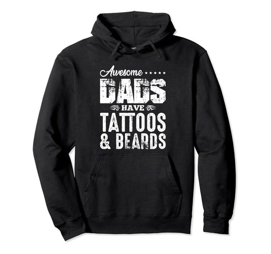 Bearded Tatted Dad Tattoo Artist Fathers Hoodie - Unique Graphic Men Women - T-Shirt, Sweatshirt, Hoodie