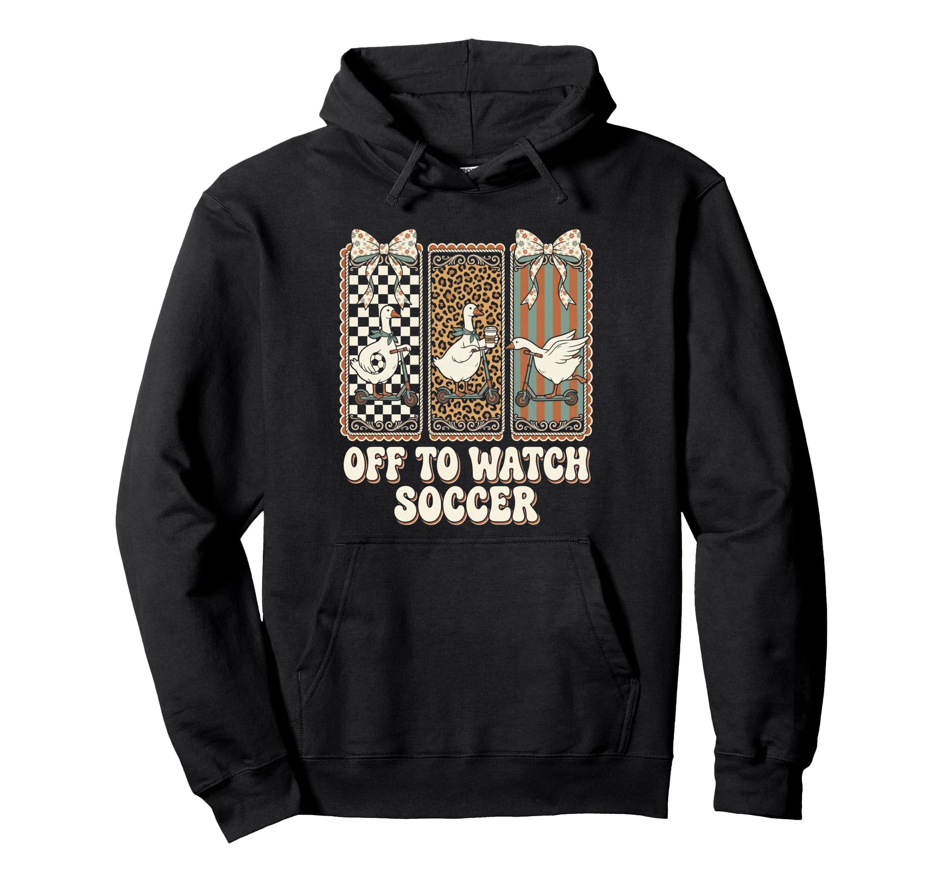 Off To Watch Soccer Silly Goose Hoodie - Aesthetic Graphic for Adults - T-Shirt, Sweatshirt, Hoodie