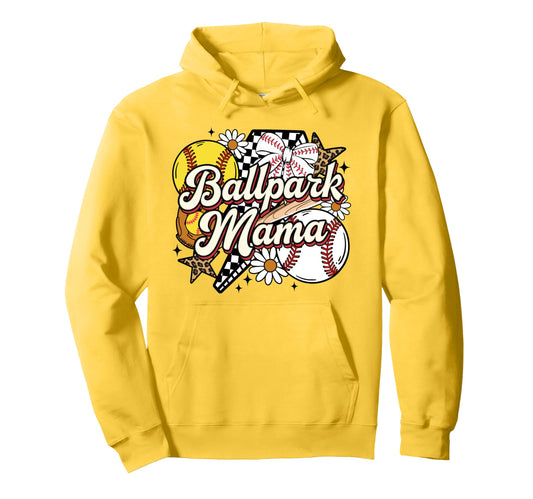 Ballpark Mama Funny Leopard Baseball Hoodie - Custom Art Print for Adults - T-Shirt, Sweatshirt, Hoodie