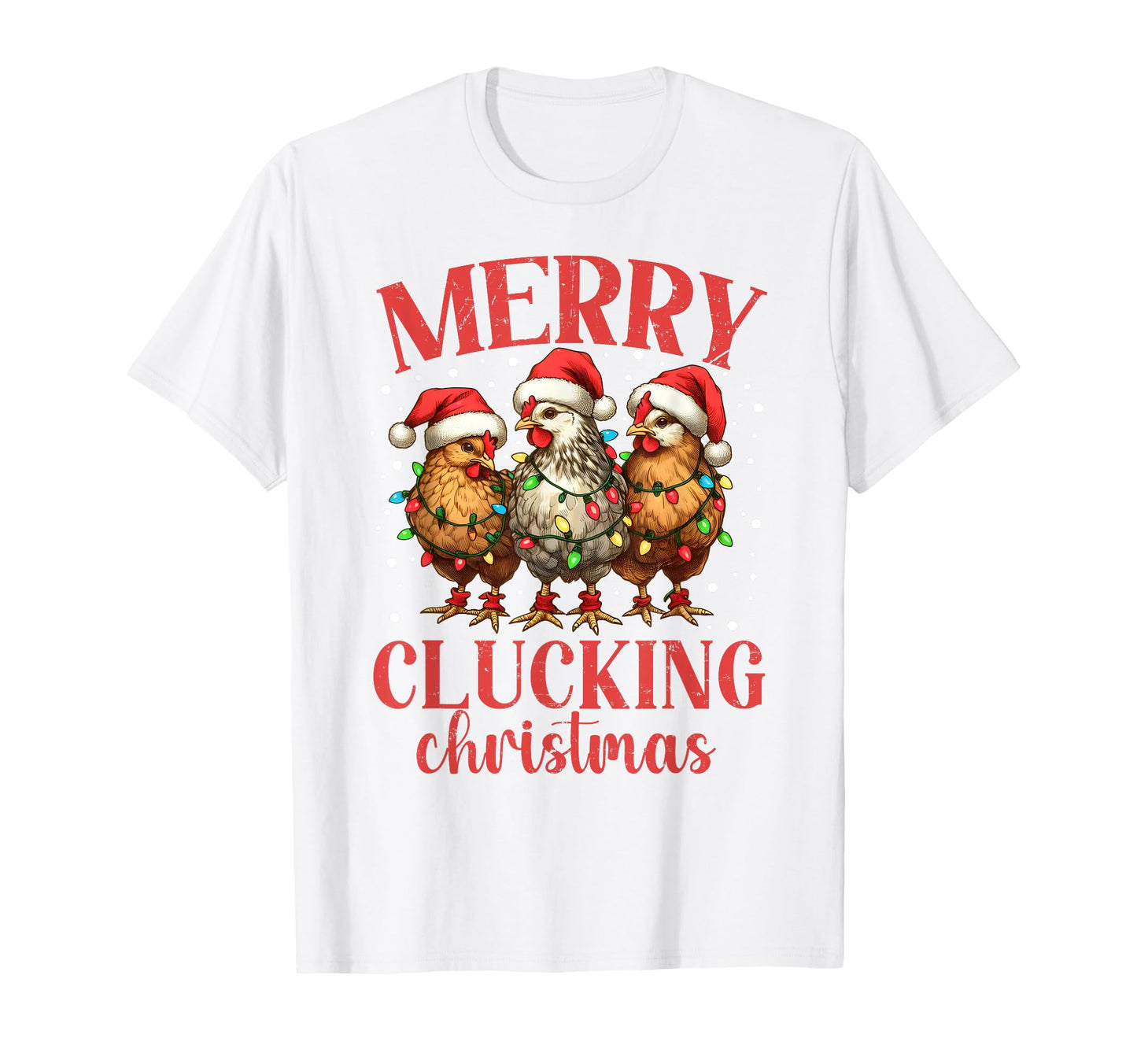 Merry Clucking Chicken Santa Hat T-Shirt - Custom Art Print for Adults - T-Shirt, Sweatshirt, Hoodie