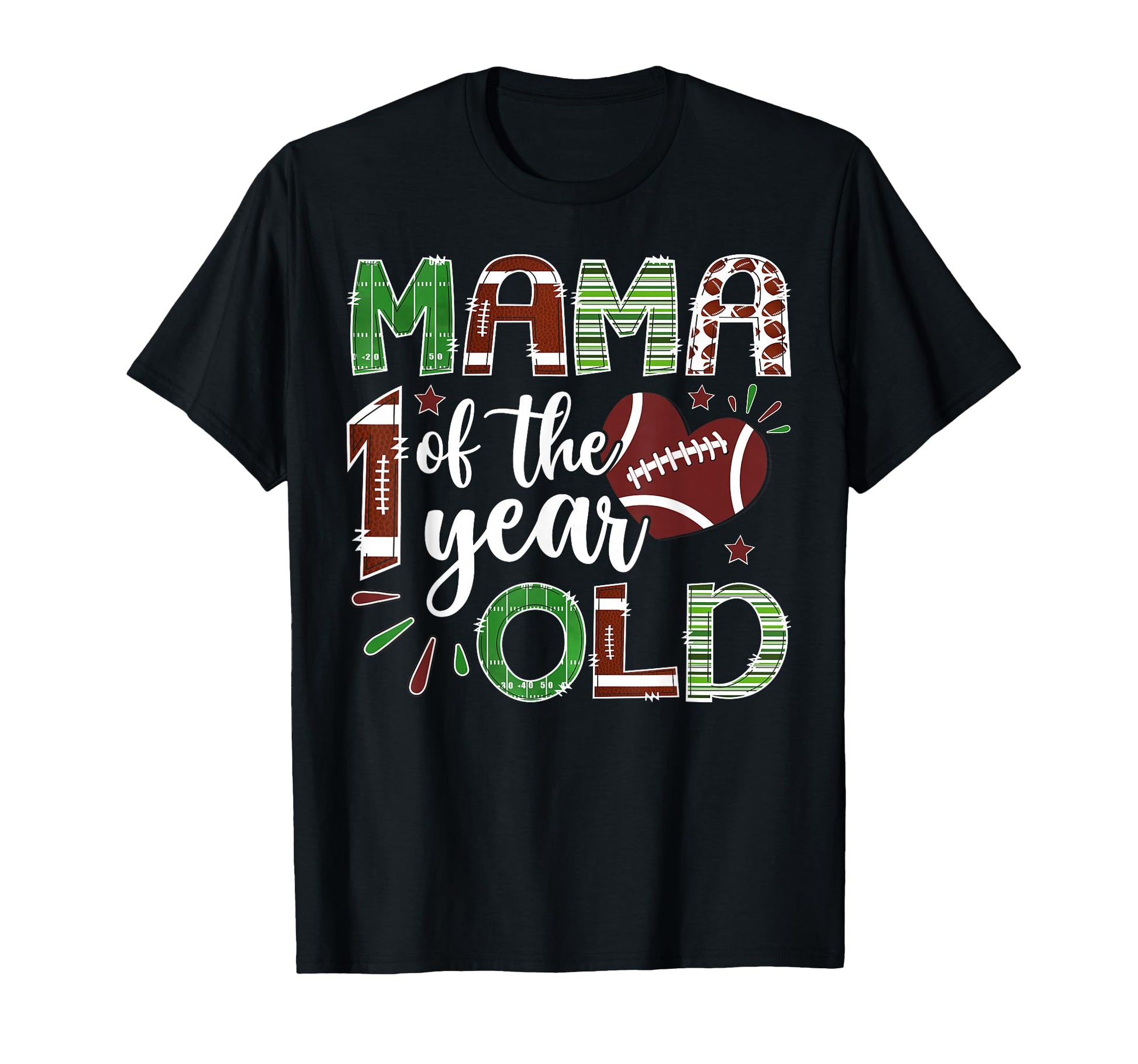 Mama 1 Year Old Football First Birthday T-Shirt - Custom Art Print Unisex - T-Shirt, Sweatshirt, Hoodie