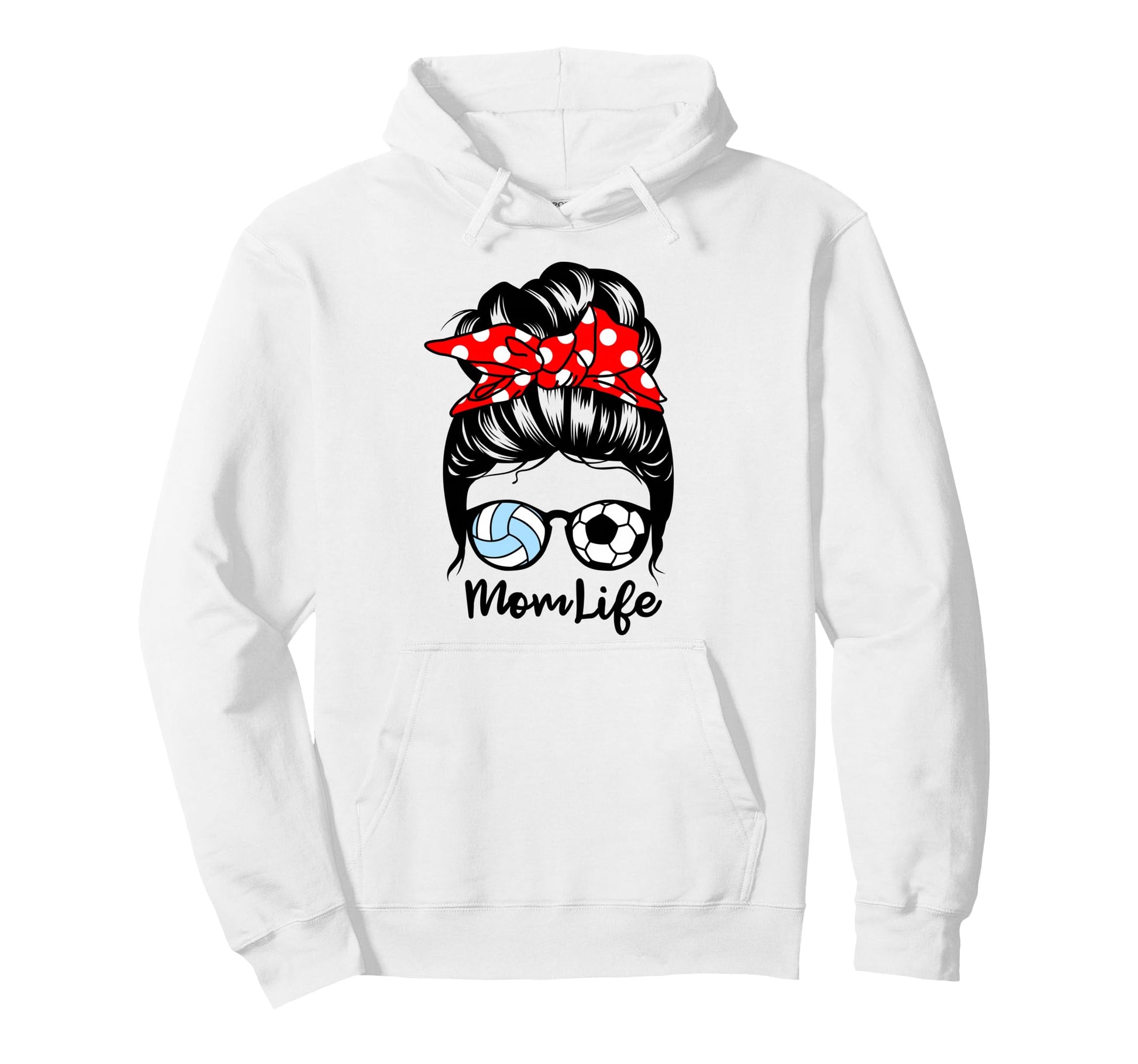 Mom Life Messy Bun Hair Funny Volleyball Hoodie - Minimalist Print Unisex - T-Shirt, Sweatshirt, Hoodie