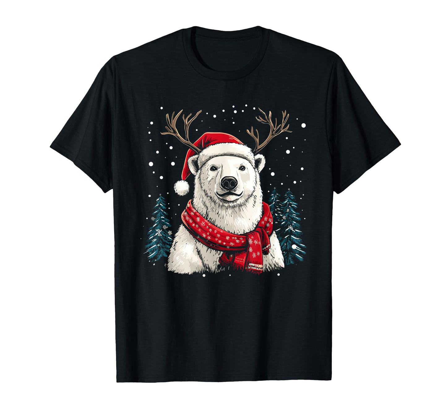 Polar Bear Reindeer Santa Hat Pajama Funny T-Shirt - Trendy Graphic Unisex - T-Shirt, Sweatshirt, Hoodie