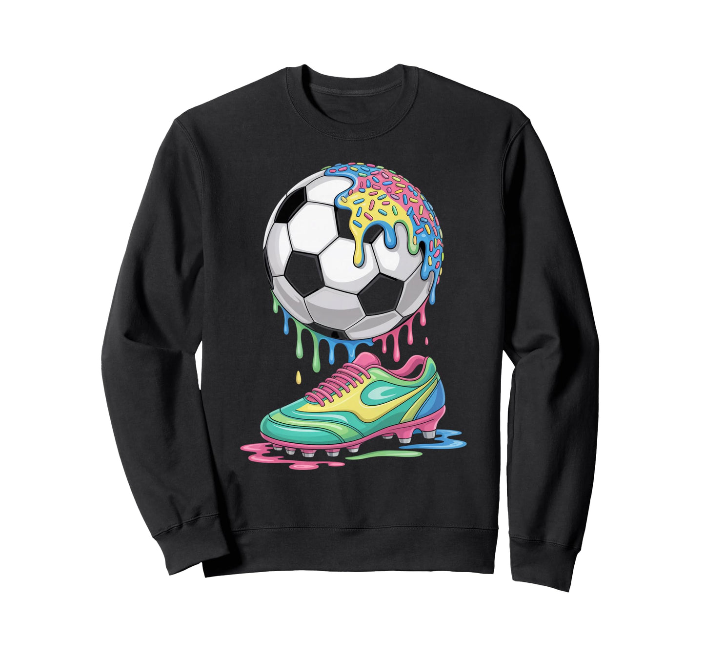 Soccer Ball Drip Ice Cream Drip Sweatshirt - Custom Art Print Men Women - T-Shirt, Sweatshirt, Hoodie