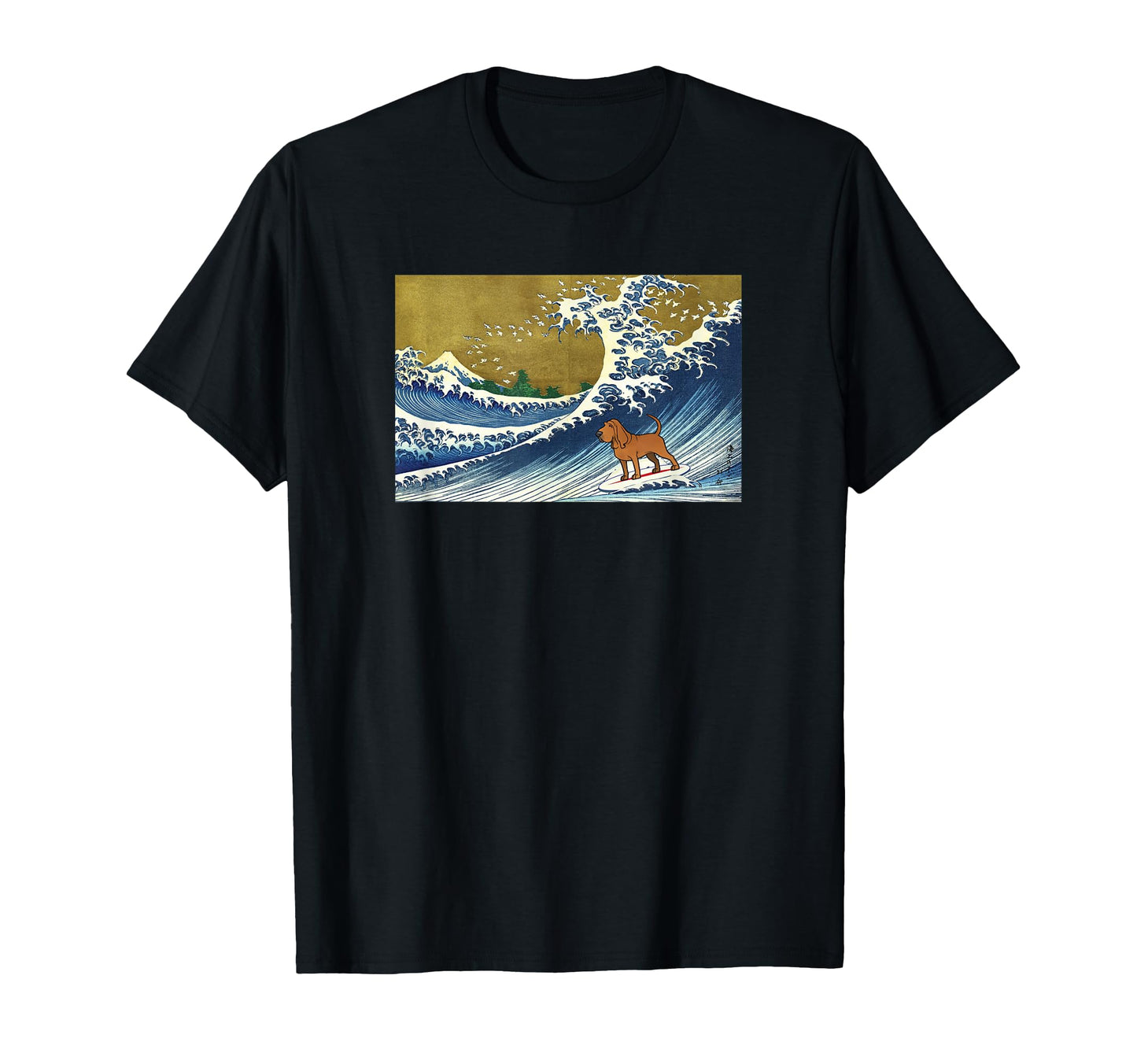 Funny Surfing Great Wave Bloodhound T-Shirt - Unique Graphic Men Women - T-Shirt, Sweatshirt, Hoodie