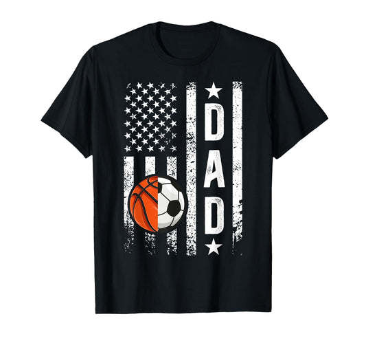 Basketball Soccer Dad Us Flag Soccer T-Shirt - Unique Graphic Unisex - T-Shirt, Sweatshirt, Hoodie