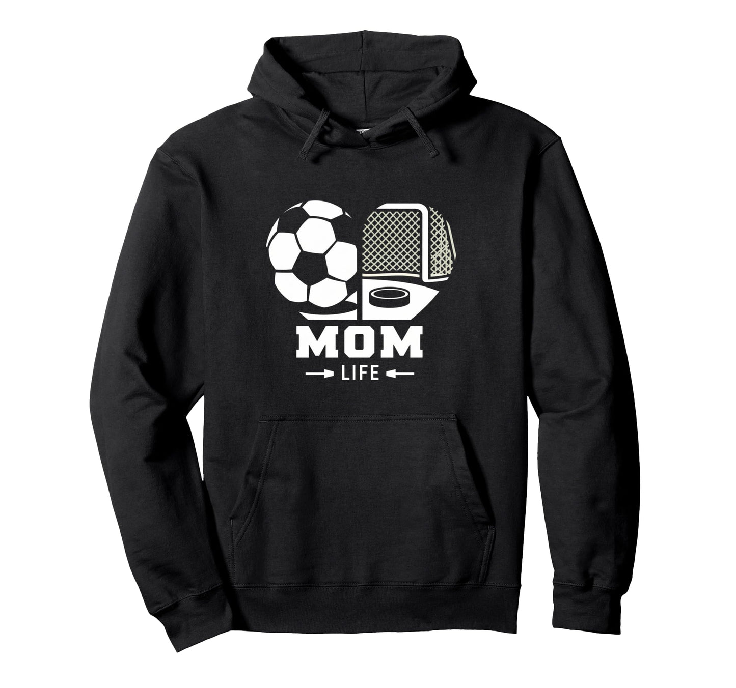Mom Life Heart Funny Soccer Hockey Mom Hoodie - Trendy Graphic for Adults - T-Shirt, Sweatshirt, Hoodie