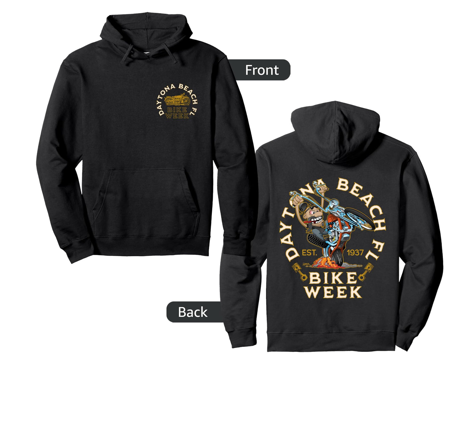 Daytona Beach Florida Bike Week Motorcycle Hoodie - Unique Graphic Unisex - T-Shirt, Sweatshirt, Hoodie