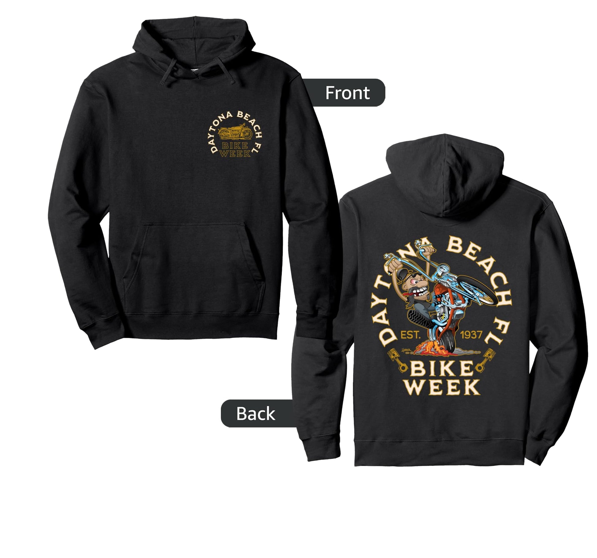 Daytona Beach Florida Bike Week Motorcycle Hoodie - Unique Graphic Unisex - T-Shirt, Sweatshirt, Hoodie