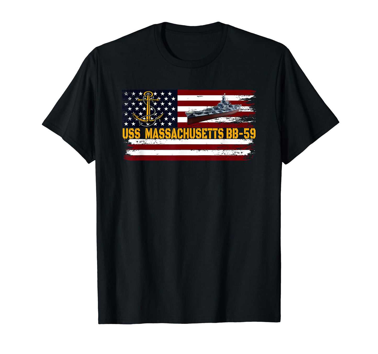 Uss Massachusetts Bb 59 Ww2 T-Shirt - Fun Novelty Design for Adults - T-Shirt, Sweatshirt, Hoodie