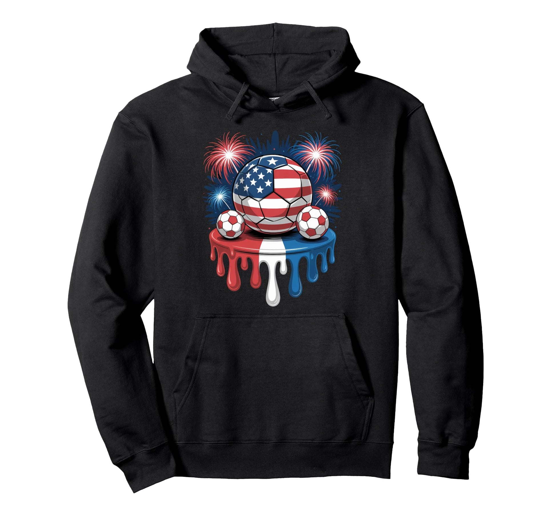 Ice Cream Drip Game American Usa Flag Hoodie - Graphic Print for Adults - T-Shirt, Sweatshirt, Hoodie