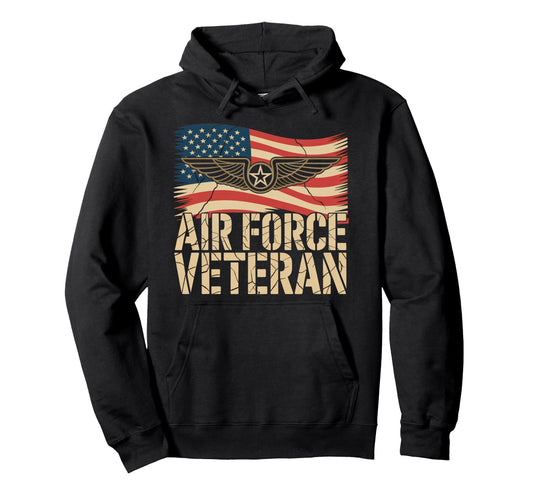 Air Force Veteran Us American Flag Dad Hoodie - Unique Graphic Unisex - T-Shirt, Sweatshirt, Hoodie