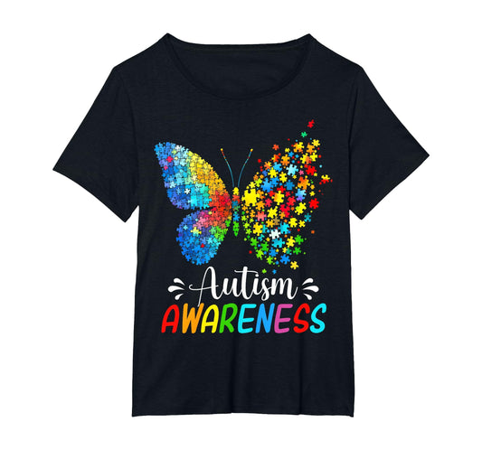 Autism Awareness Butterfly Colorful T-Shirt - Custom Art Print Unisex - T-Shirt, Sweatshirt, Hoodie