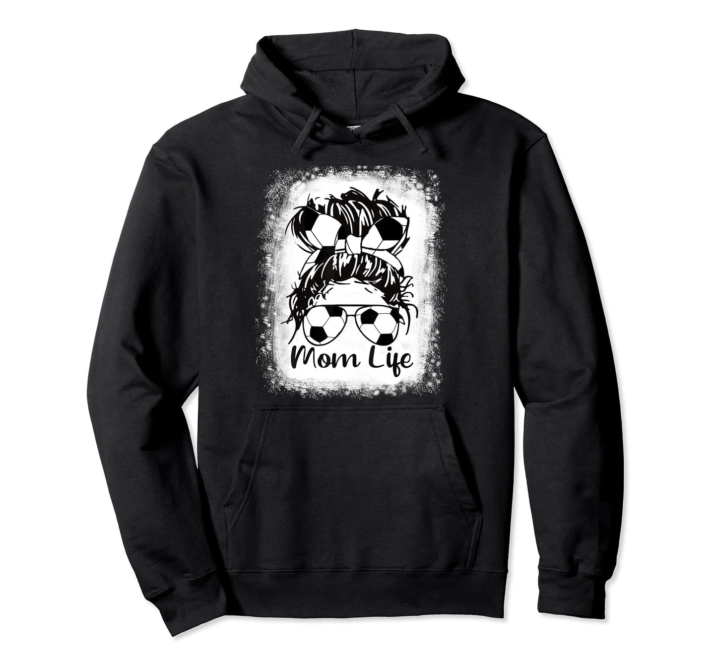 Soccer Mom Bleached Soccer Ball Glasses Hoodie - Unique Graphic for Adults - T-Shirt, Sweatshirt, Hoodie