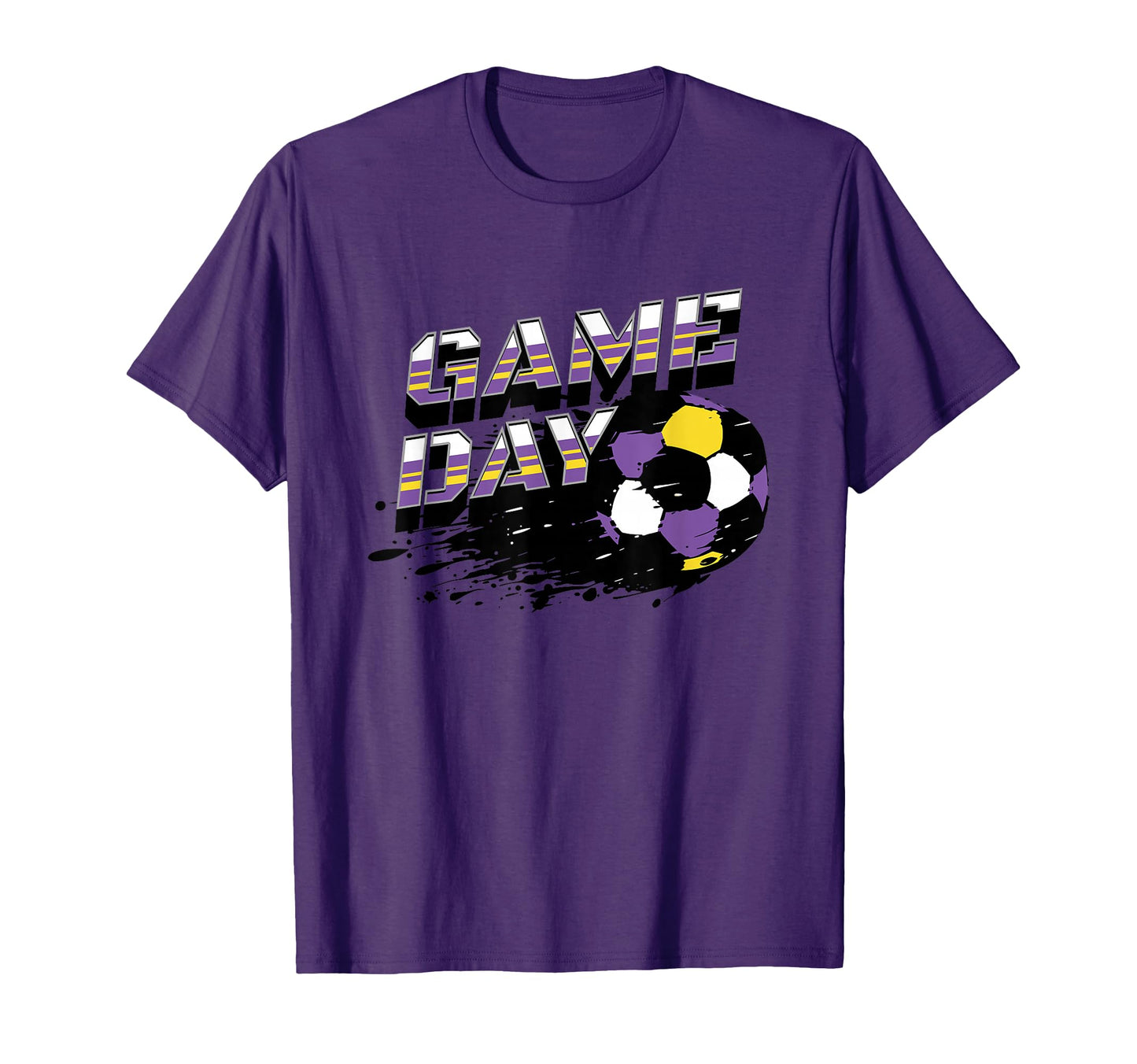 Soccer Game Day Splatter Purple Gold T-Shirt - Minimalist Print Men Women - T-Shirt, Sweatshirt, Hoodie