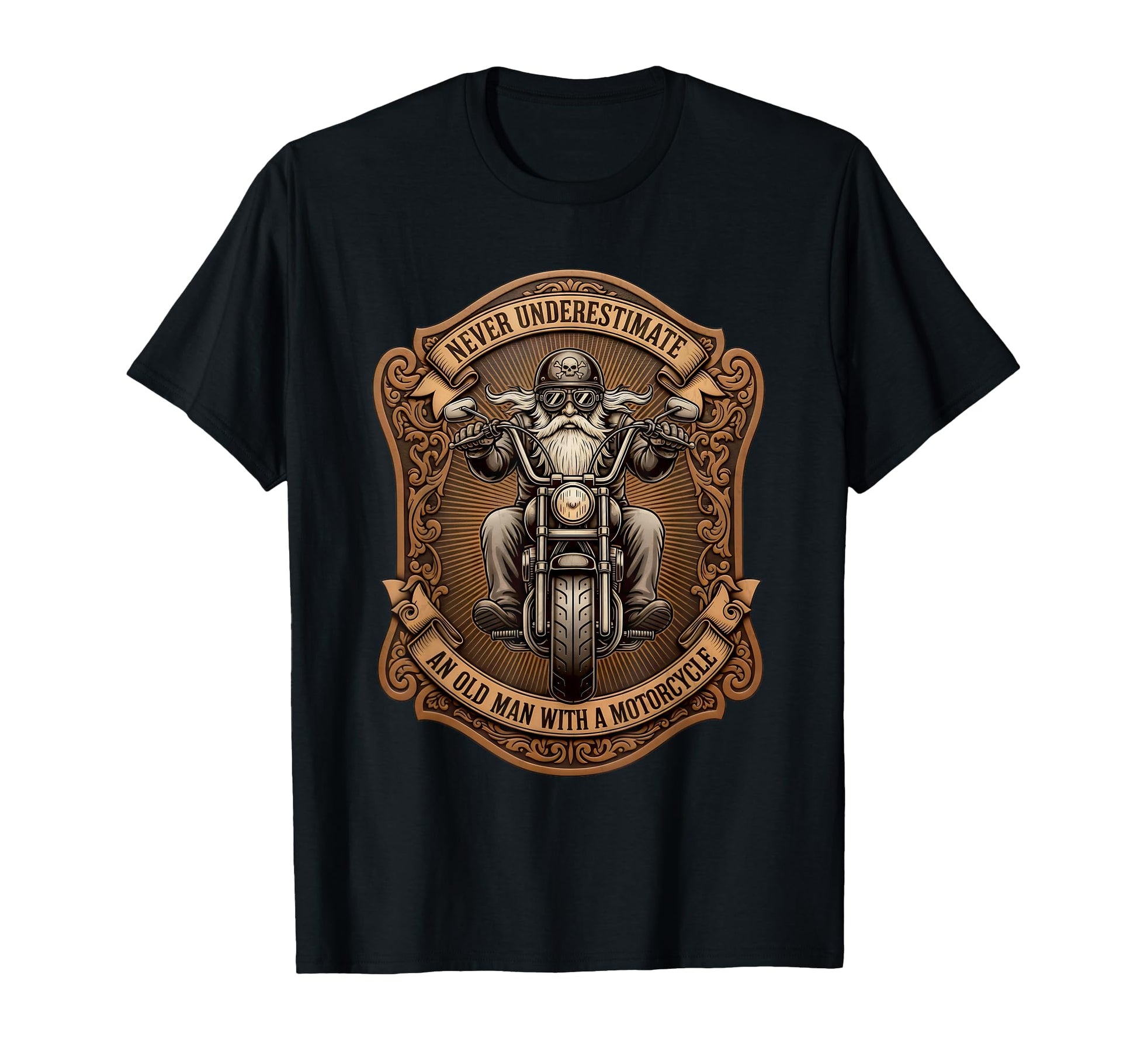 Never Underestimate Old Motorcycle Dad T-Shirt - Minimalist Print Men Women - T-Shirt, Sweatshirt, Hoodie