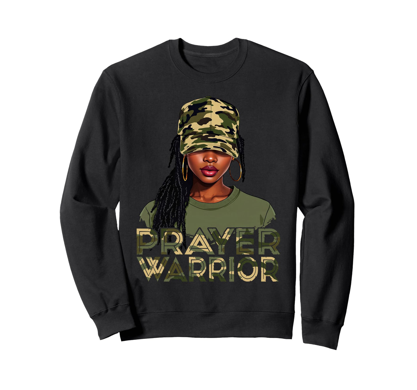Camo Hat Prayer Warrior God Jesus Sweatshirt - Novelty Apparel Men Women - T-Shirt, Sweatshirt, Hoodie