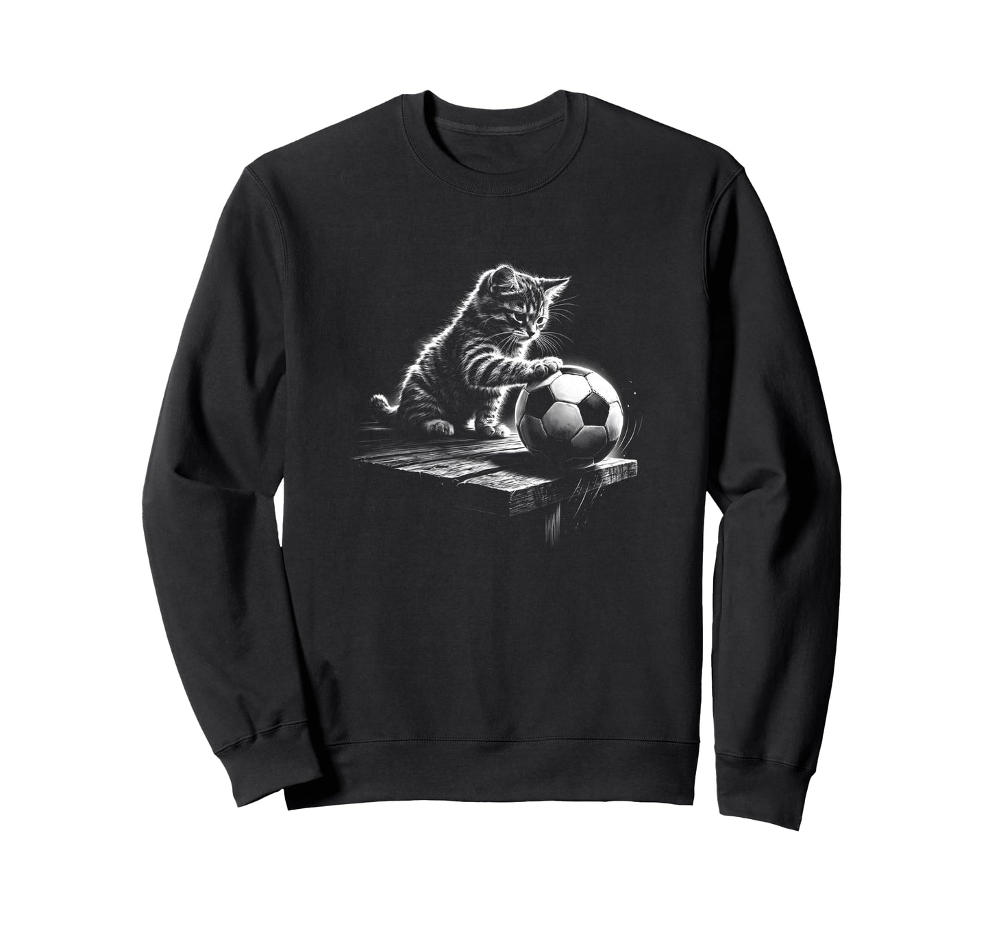 Soccer Cat Playing Football Sweatshirt - Casual Everyday Wear Unisex - T-Shirt, Sweatshirt, Hoodie