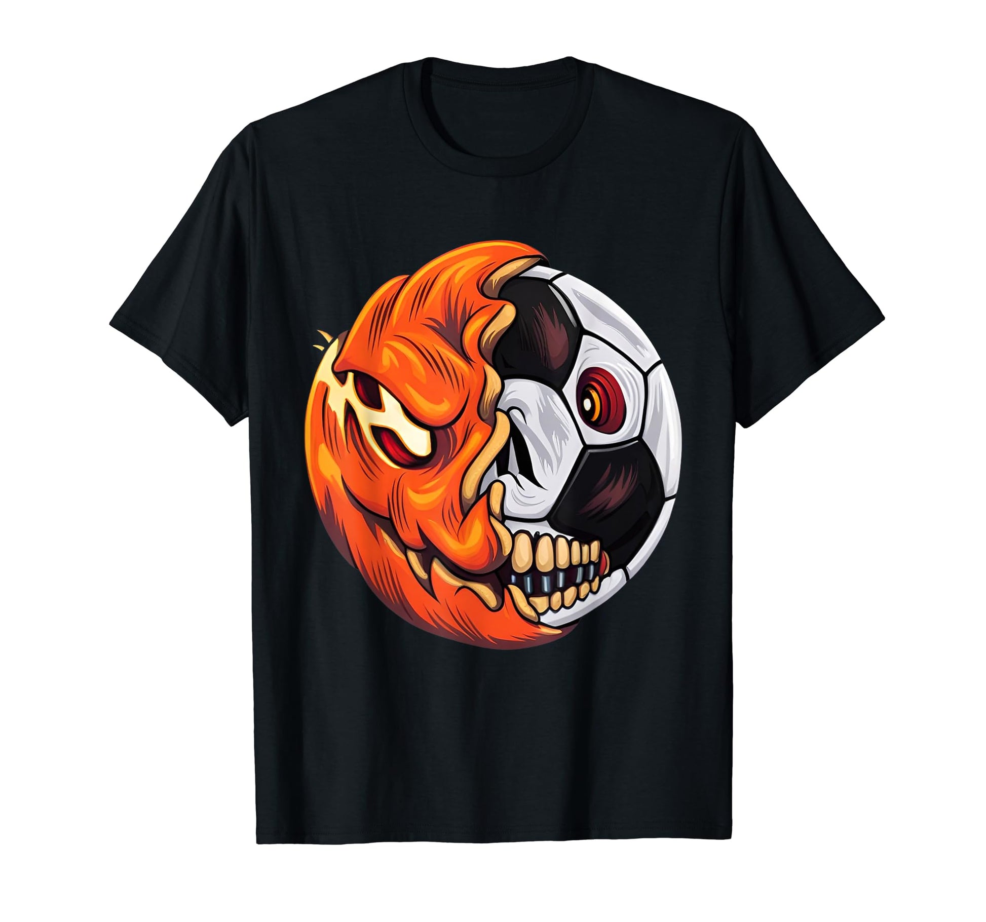 Halloween Soccer Ball Pumpkin Skull Soccer T-Shirt - Graphic Print Unisex - T-Shirt, Sweatshirt, Hoodie