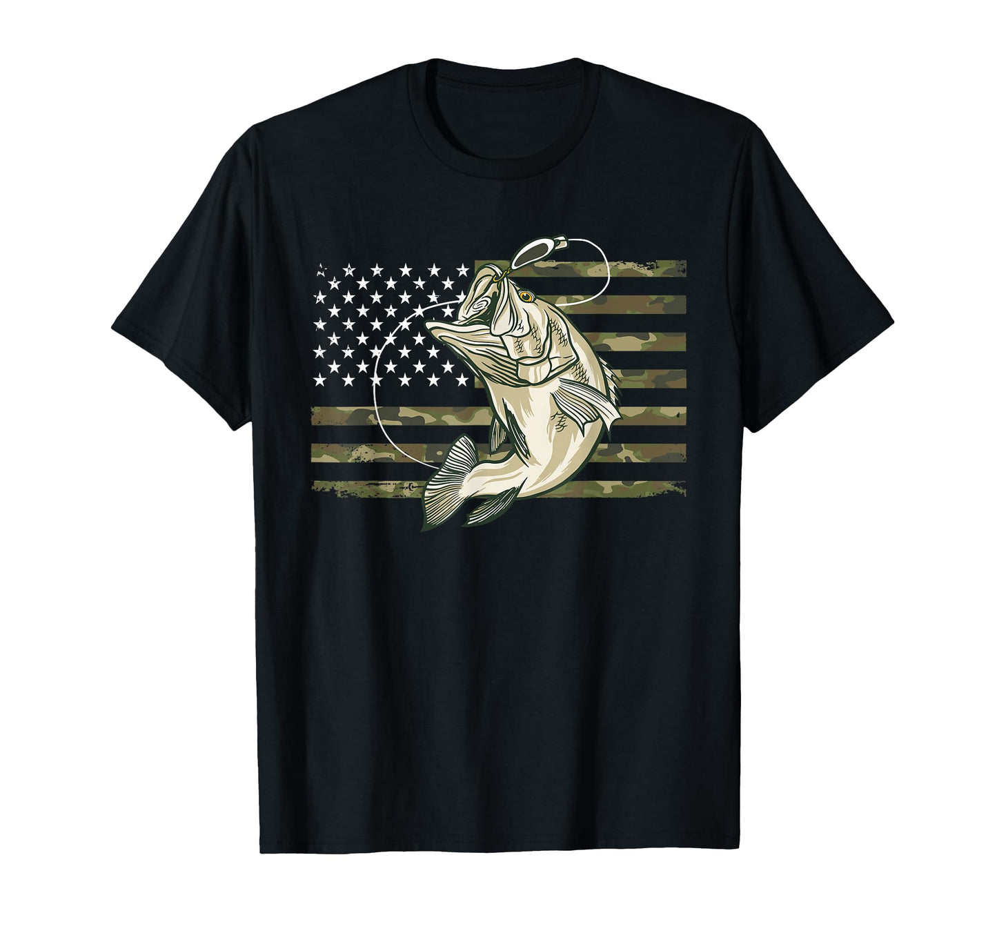 Fishing Camouflage Us American Flag T-Shirt - Minimalist Print for Adults - T-Shirt, Sweatshirt, Hoodie