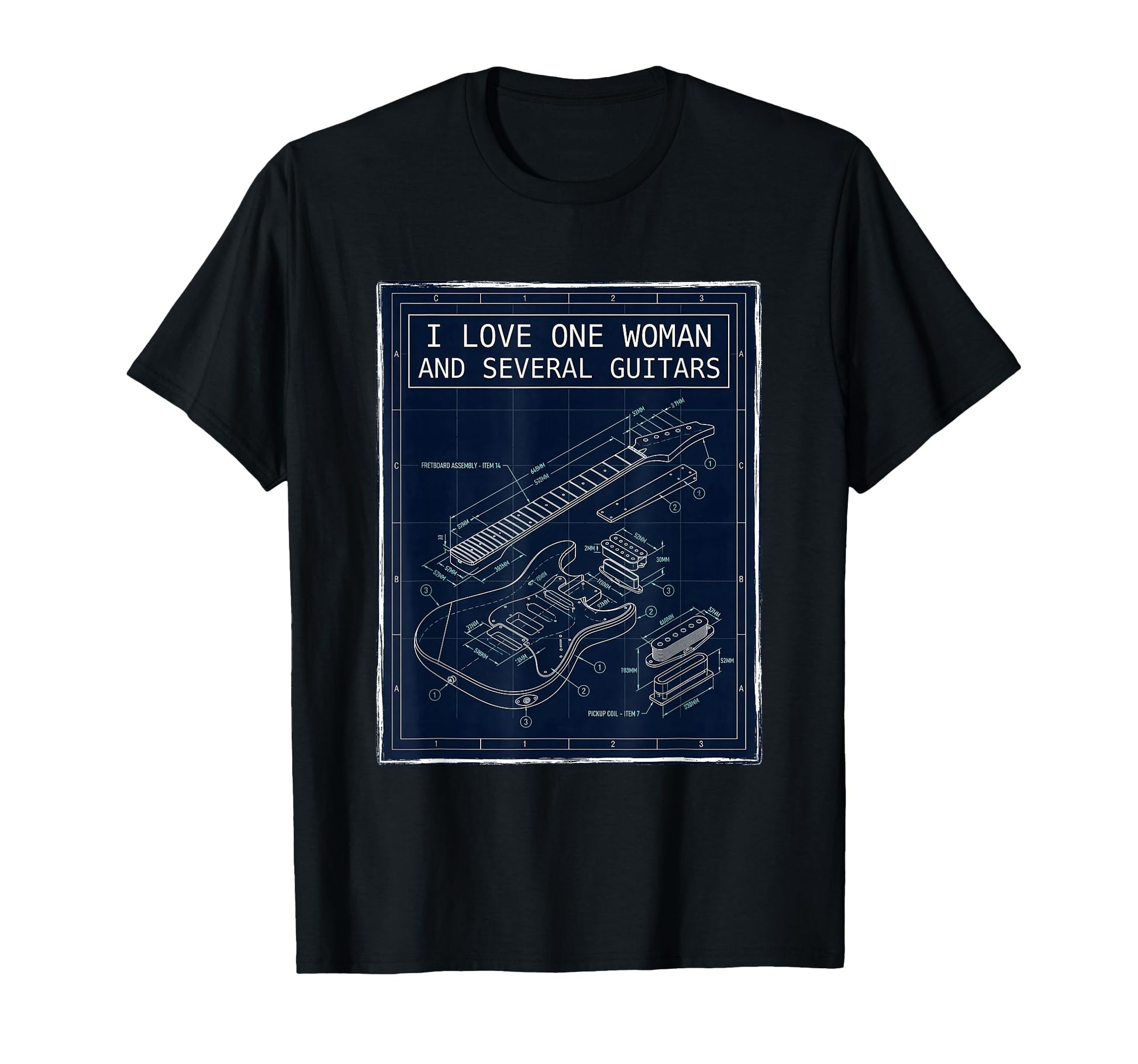 Guitar Lover Funny Musician Blueprint T-Shirt - Unique Graphic for Adults - T-Shirt, Sweatshirt, Hoodie