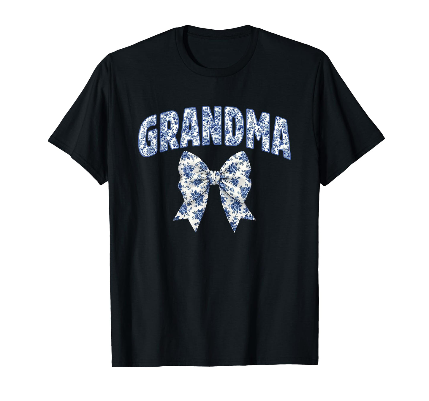 Grandma Coquette Toile Blue Bow T-Shirt - Casual Everyday Wear Men Women - T-Shirt, Sweatshirt, Hoodie