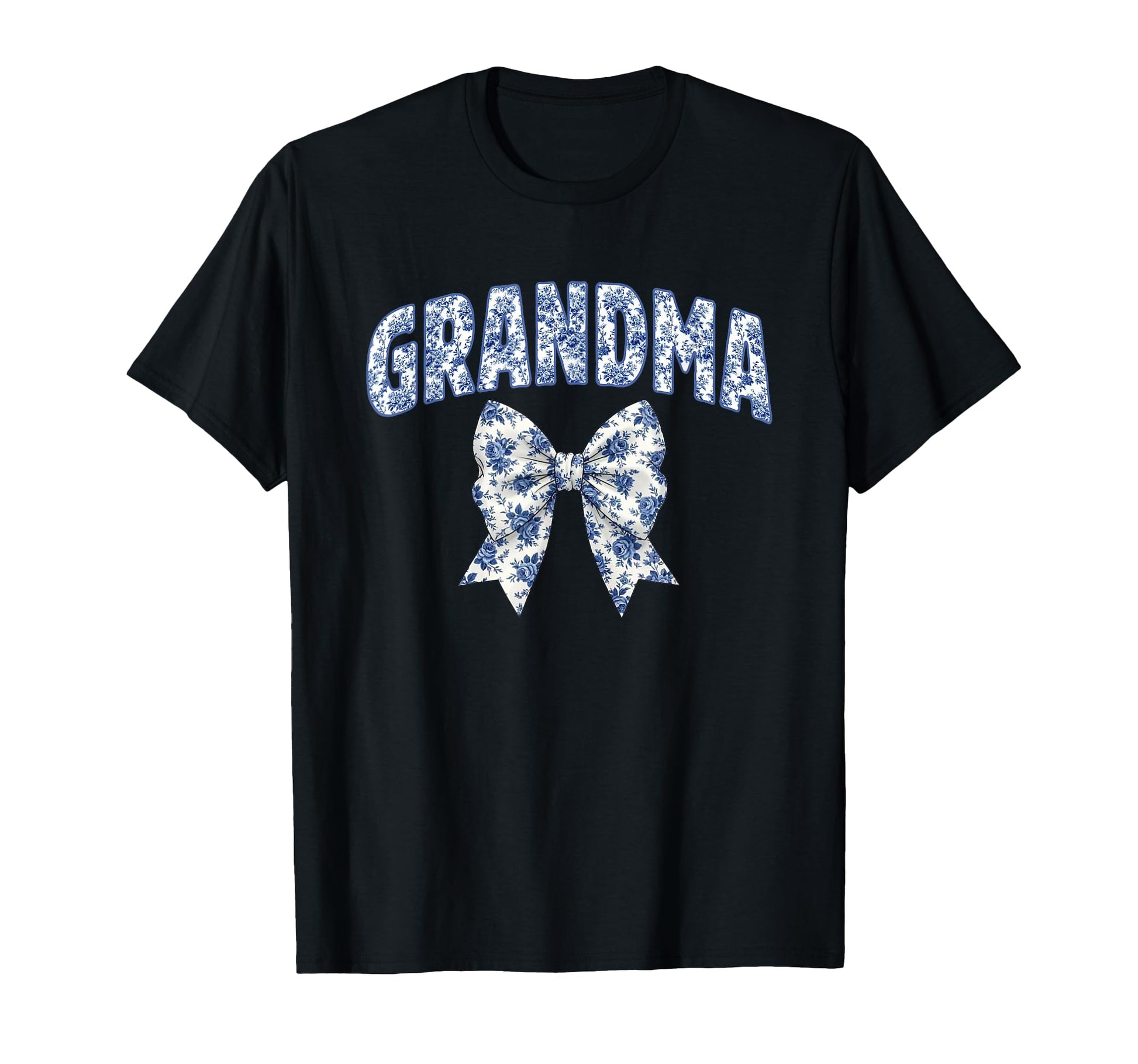 Grandma Coquette Toile Blue Bow T-Shirt - Casual Everyday Wear Men Women - T-Shirt, Sweatshirt, Hoodie
