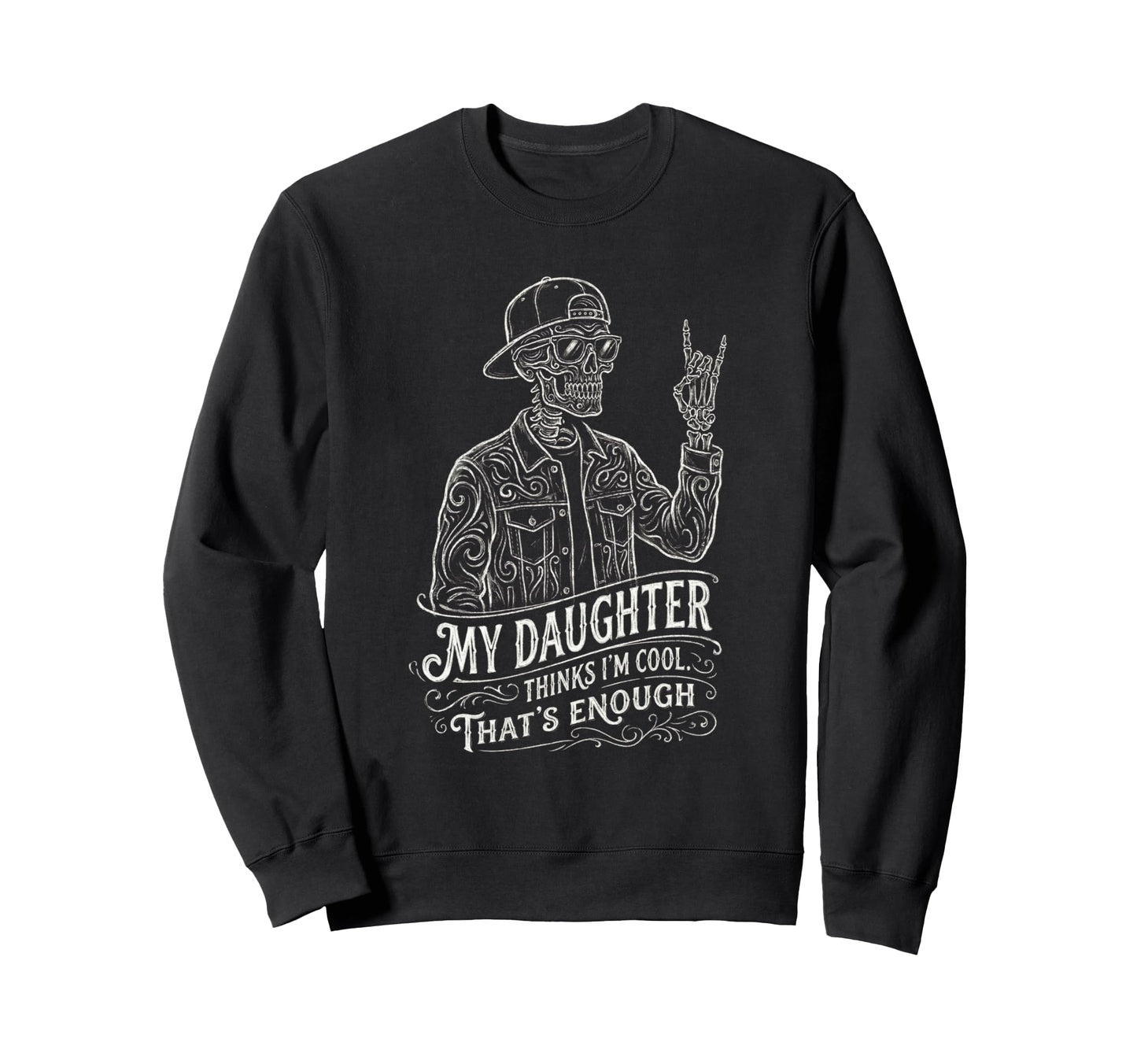 Skeleton Dad Daughter Matching Sweatshirt - Minimalist Print for Adults - T-Shirt, Sweatshirt, Hoodie