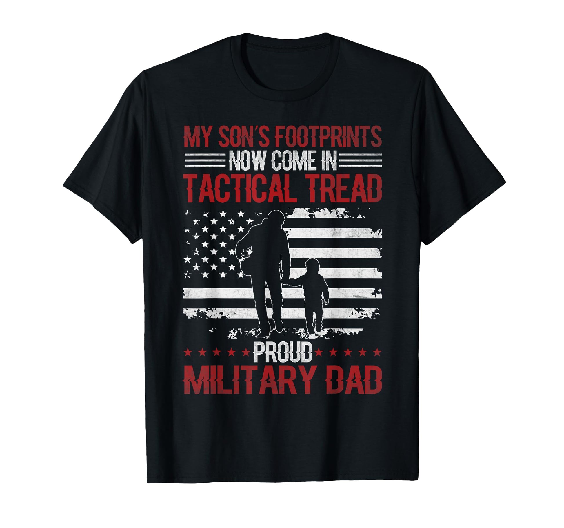 Proud Military Dad American Usa Flag T-Shirt - Minimalist Print Men Women - T-Shirt, Sweatshirt, Hoodie