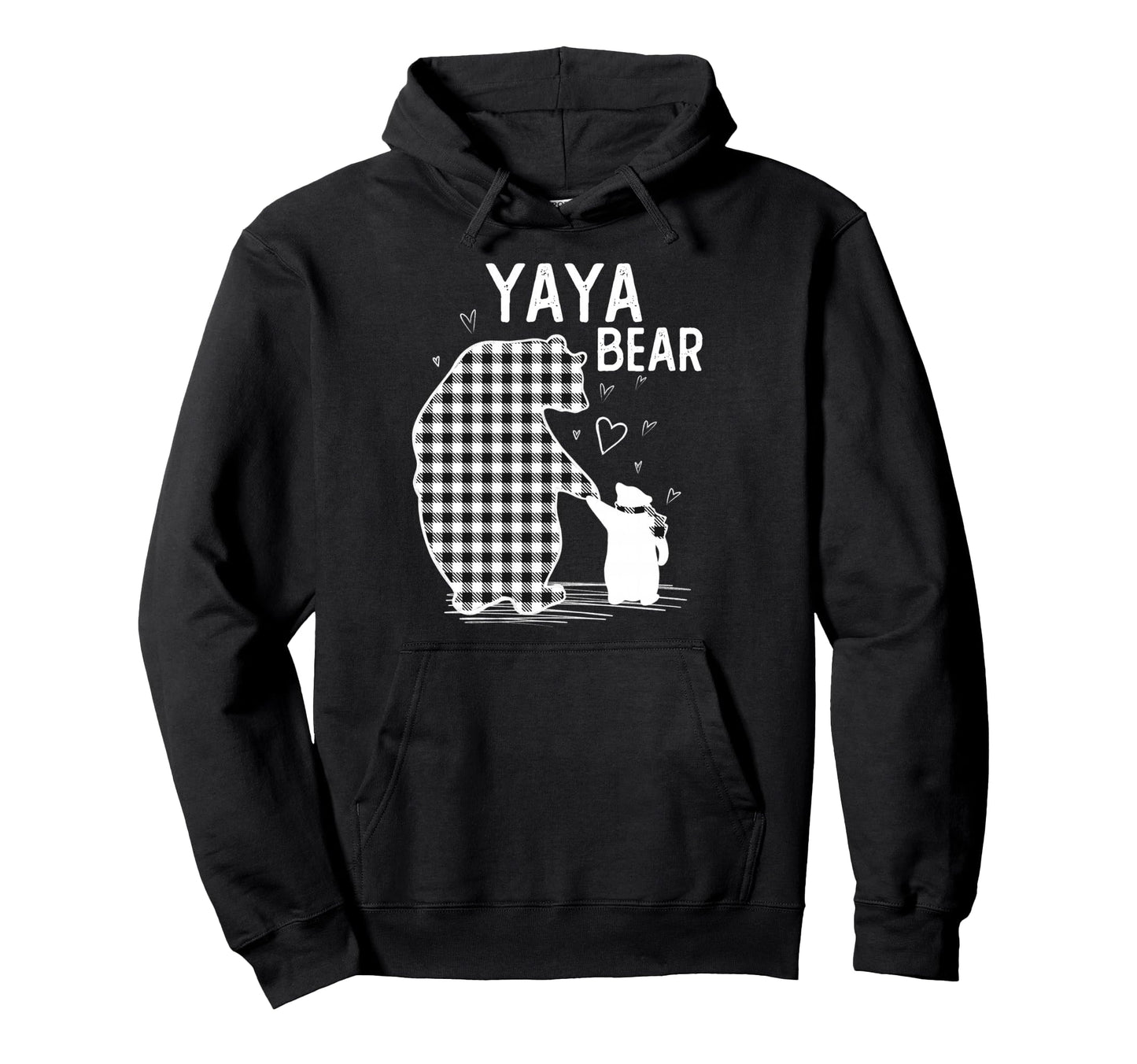 Yaya Bear Pajama Grey Buffalo Plaid Hoodie - Fun Novelty Design Unisex - T-Shirt, Sweatshirt, Hoodie