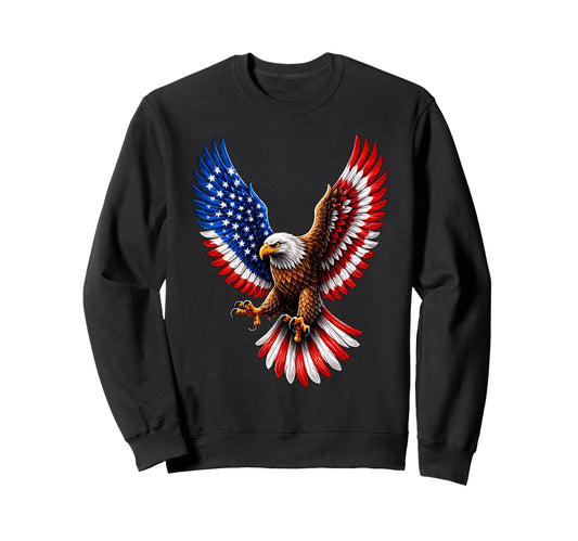 American Flag Patriotic Bald Eagle Sweatshirt - Minimalist Print Men Women - T-Shirt, Sweatshirt, Hoodie