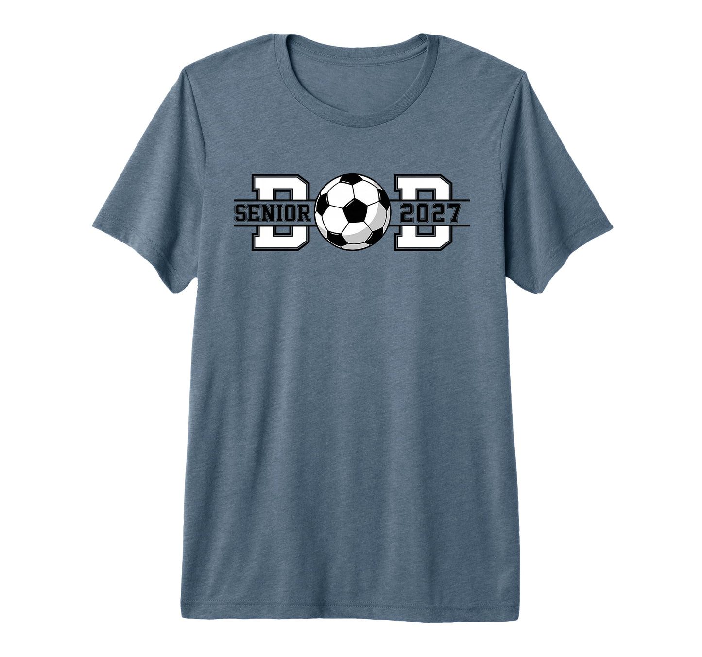 Soccer Senior Dad 2027 Graduate Tri T-Shirt - Unique Graphic for Adults - T-Shirt, Sweatshirt, Hoodie