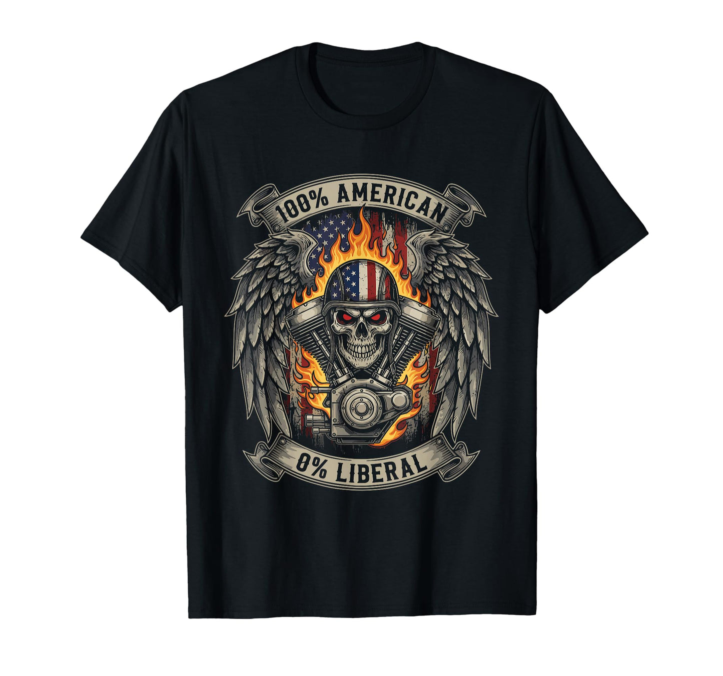 Patriotic Motorcycle Skull Rider Old T-Shirt - Graphic Print for Adults - T-Shirt, Sweatshirt, Hoodie