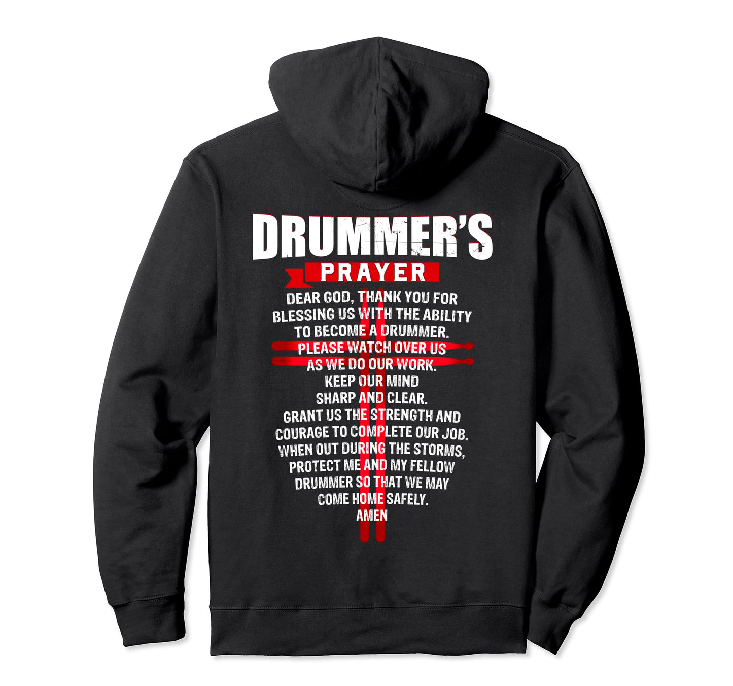 Drummers Prayer Cross Drumsticks Christian Hoodie - Trendy Graphic Unisex - T-Shirt, Sweatshirt, Hoodie