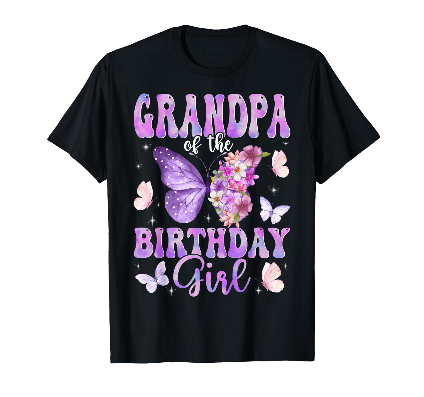 Grandpa Birthday Butterfly Family T-Shirt - Minimalist Print Men Women - T-Shirt, Sweatshirt, Hoodie
