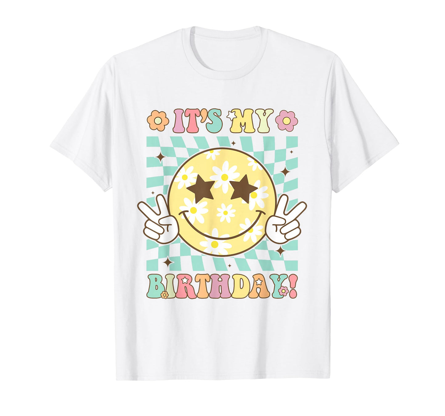 Groovy Its My Birthday Teens Smile Face T-Shirt - Graphic Print for Adults - T-Shirt, Sweatshirt, Hoodie