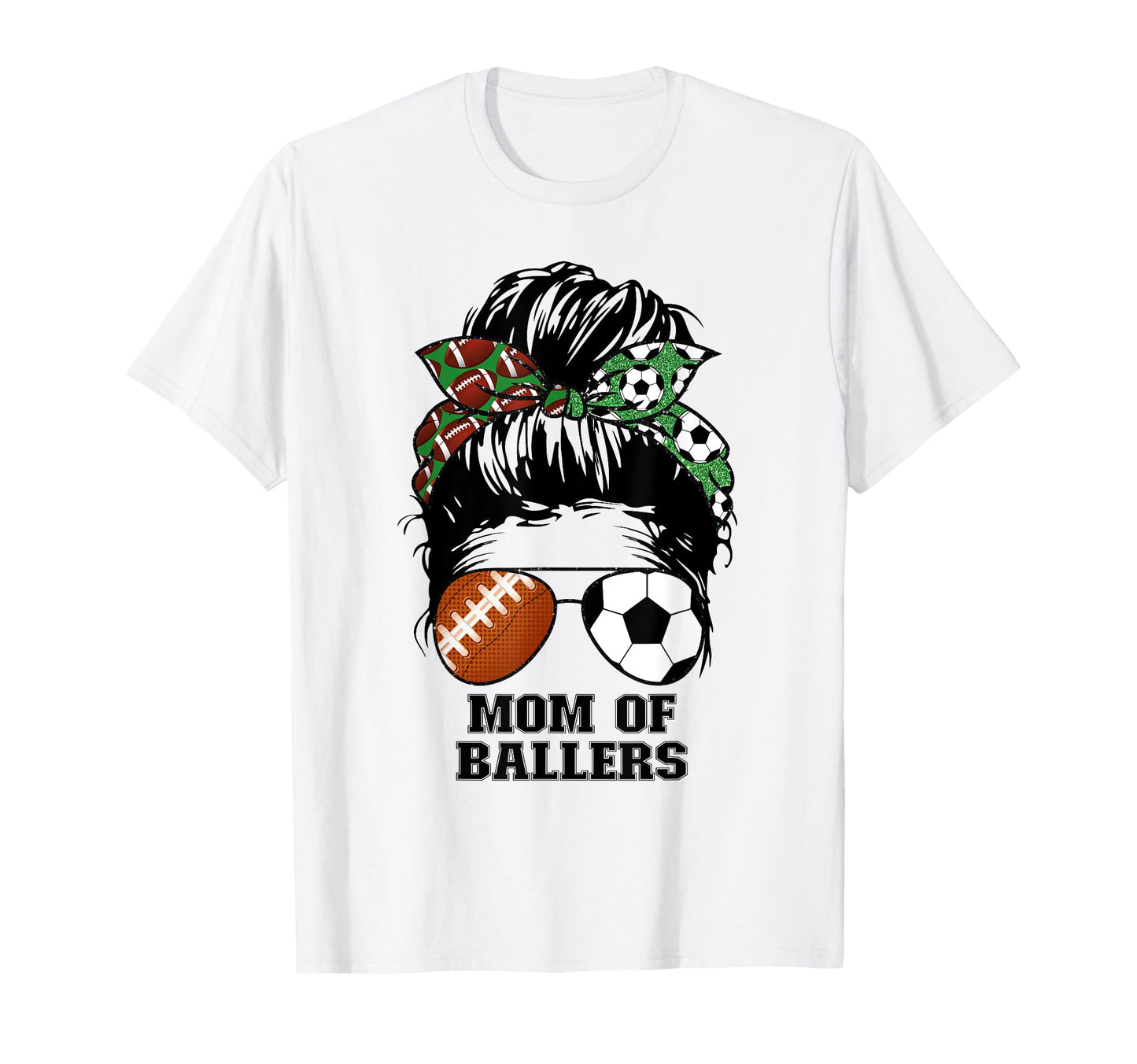 Mom Ballers Messy Bun Football Mom T-Shirt - Minimalist Print for Adults - T-Shirt, Sweatshirt, Hoodie