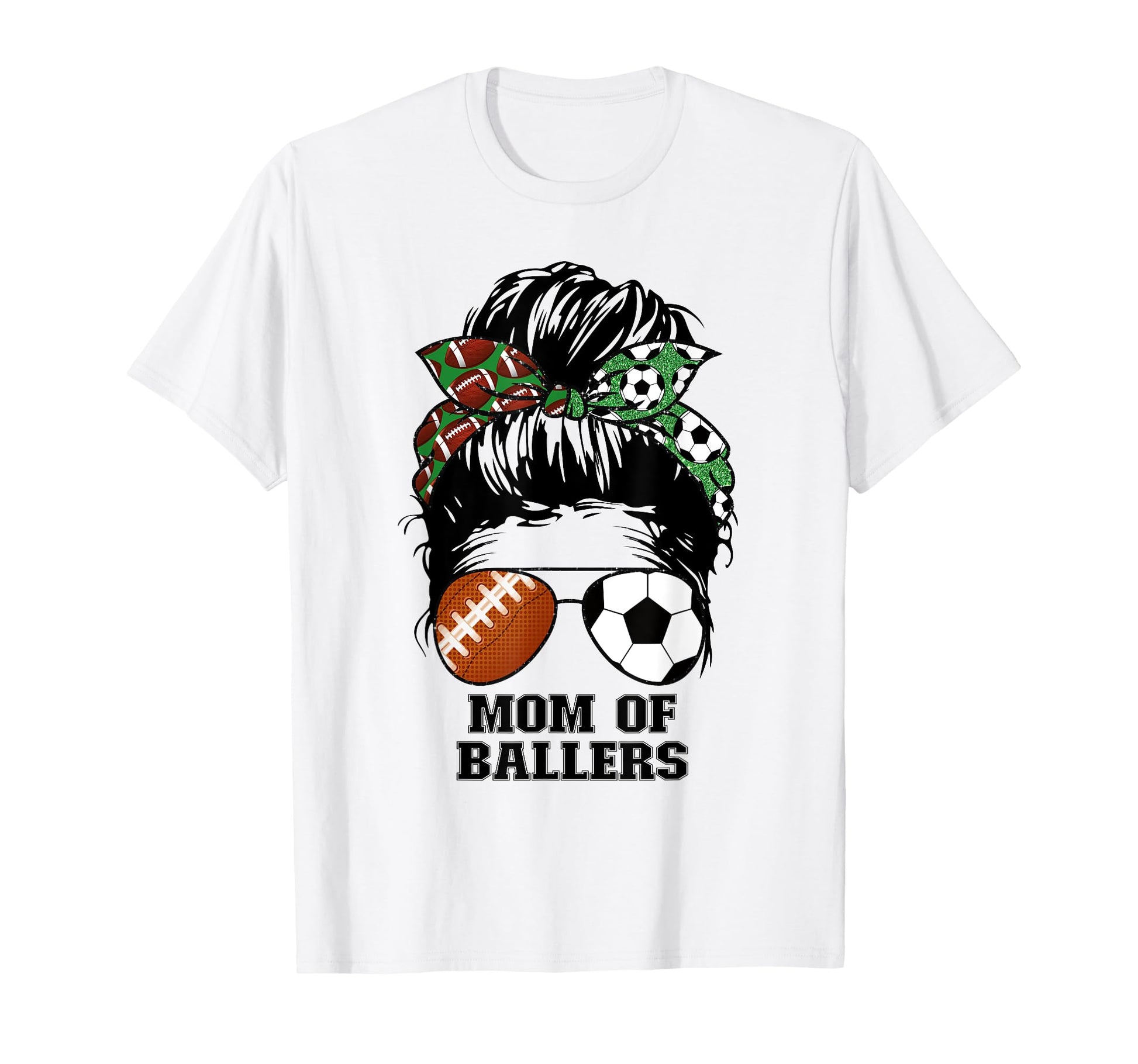 Mom Ballers Messy Bun Football Mom T-Shirt - Minimalist Print for Adults - T-Shirt, Sweatshirt, Hoodie