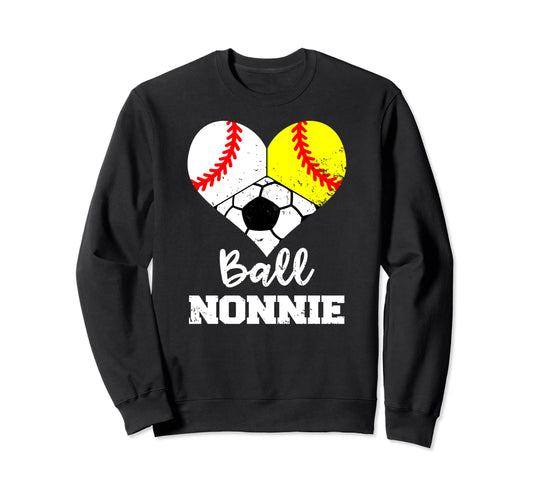 Ball Nonnie Heart Funny Softball Sweatshirt - Novelty Apparel for Adults - T-Shirt, Sweatshirt, Hoodie