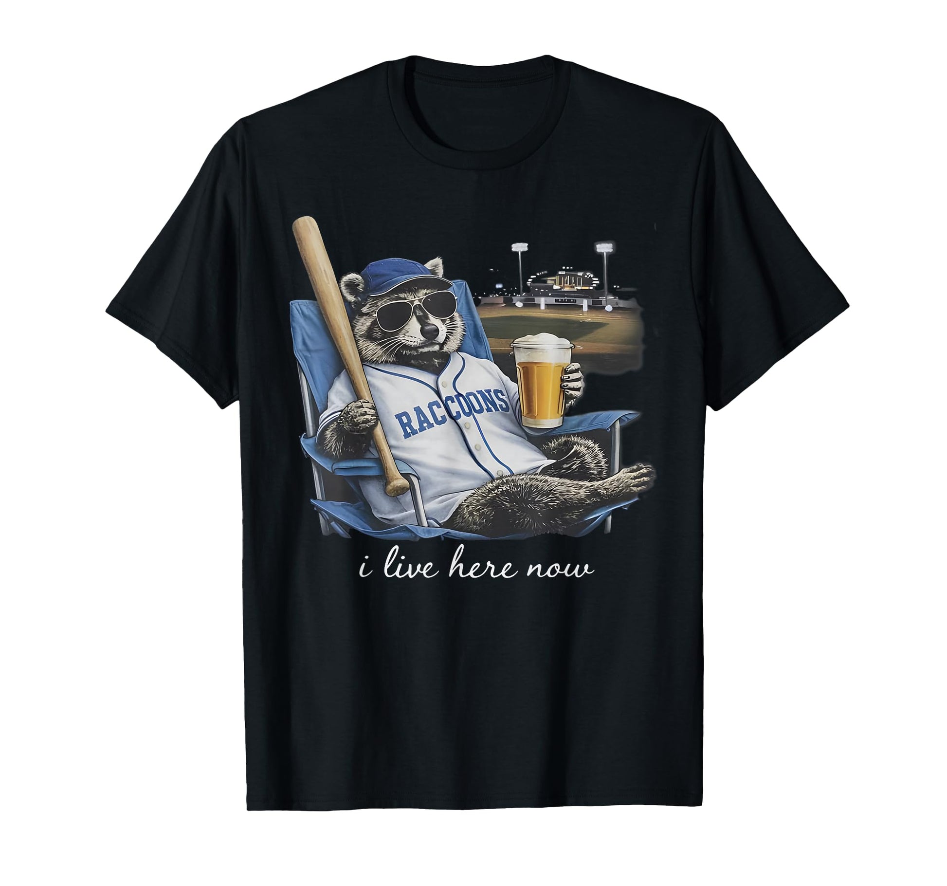 Funny Raccoon Beer Ballfield Baseball T-Shirt - Minimalist Print Men Women - T-Shirt, Sweatshirt, Hoodie