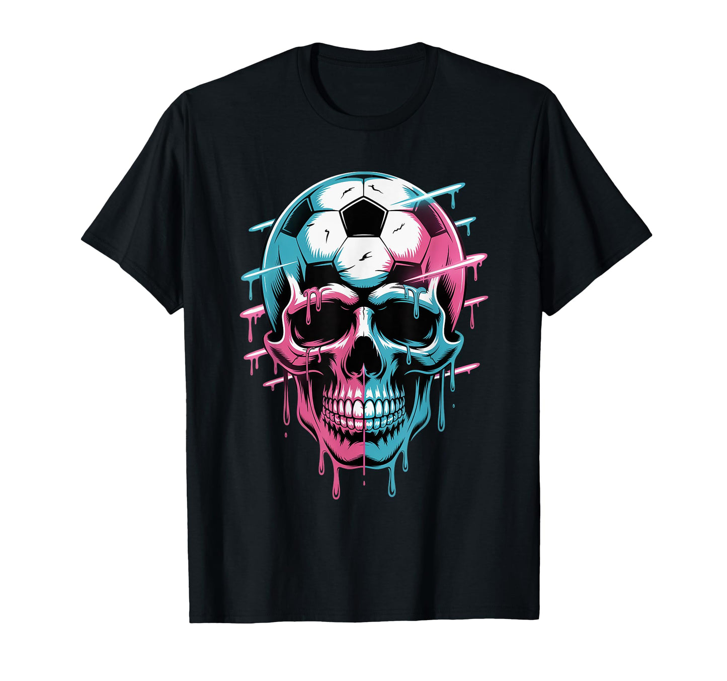 Skeleton Soccer Ice Cream Drip T-Shirt - Casual Everyday Wear Men Women - T-Shirt, Sweatshirt, Hoodie