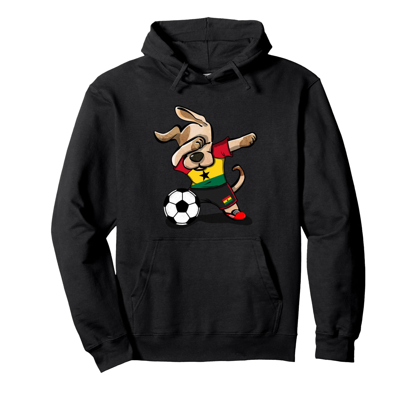 Dabbing Dog Ghana Soccer Fans Jersey Hoodie - Aesthetic Graphic Unisex - T-Shirt, Sweatshirt, Hoodie