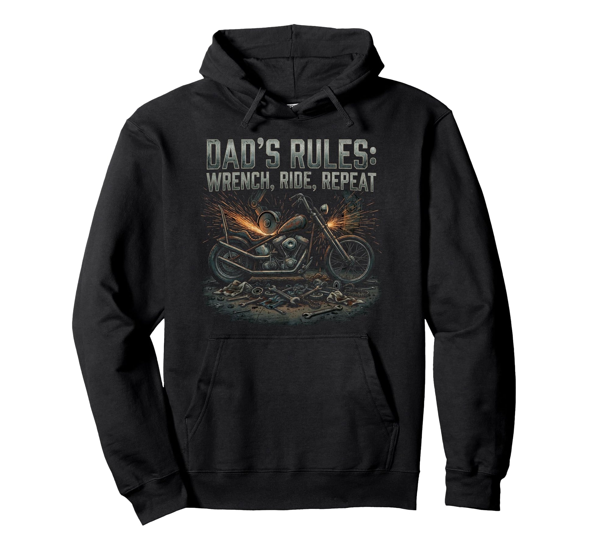 Garage Motorcycle Papa Rider Biker Hoodie - Fun Novelty Design for Adults - T-Shirt, Sweatshirt, Hoodie
