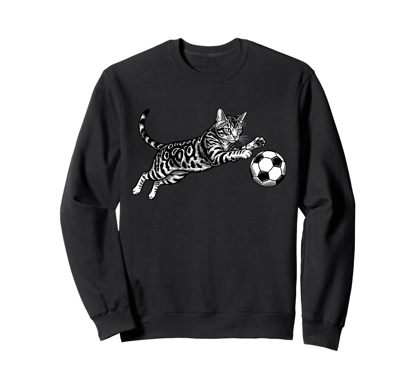 Soccer Cat Playing Ball Funny Sweatshirt - Casual Everyday Wear for Adults - T-Shirt, Sweatshirt, Hoodie