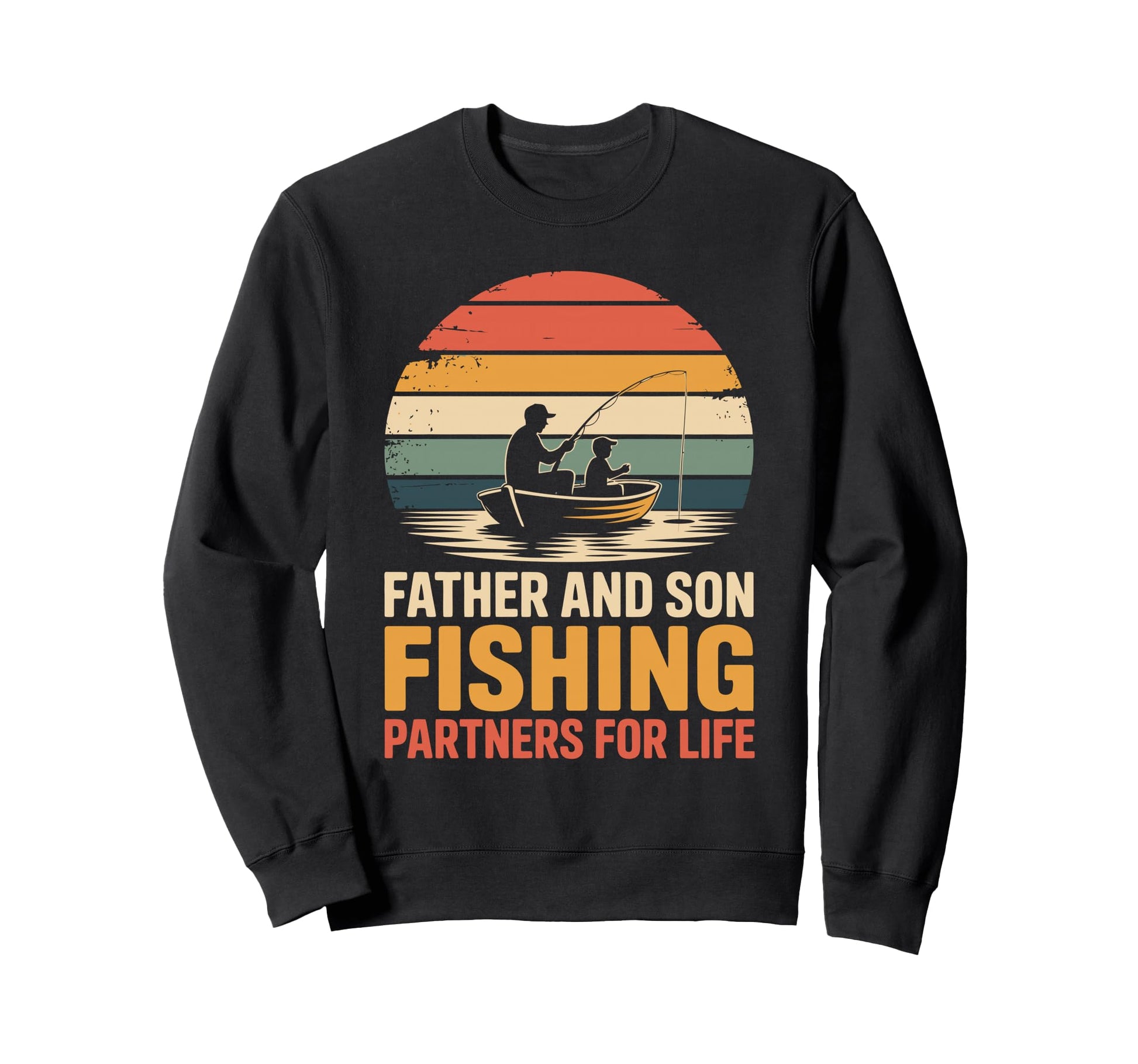 Sunset Fishing Dad And Son Fishing Sweatshirt - Streetwear Style Men Women - T-Shirt, Sweatshirt, Hoodie