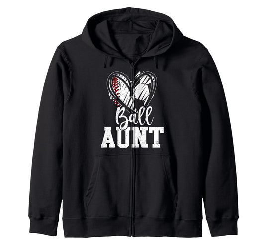Ball Aunt Heart Baseball Soccer Sweatshirt - Custom Art Print for Adults - T-Shirt, Sweatshirt, Hoodie